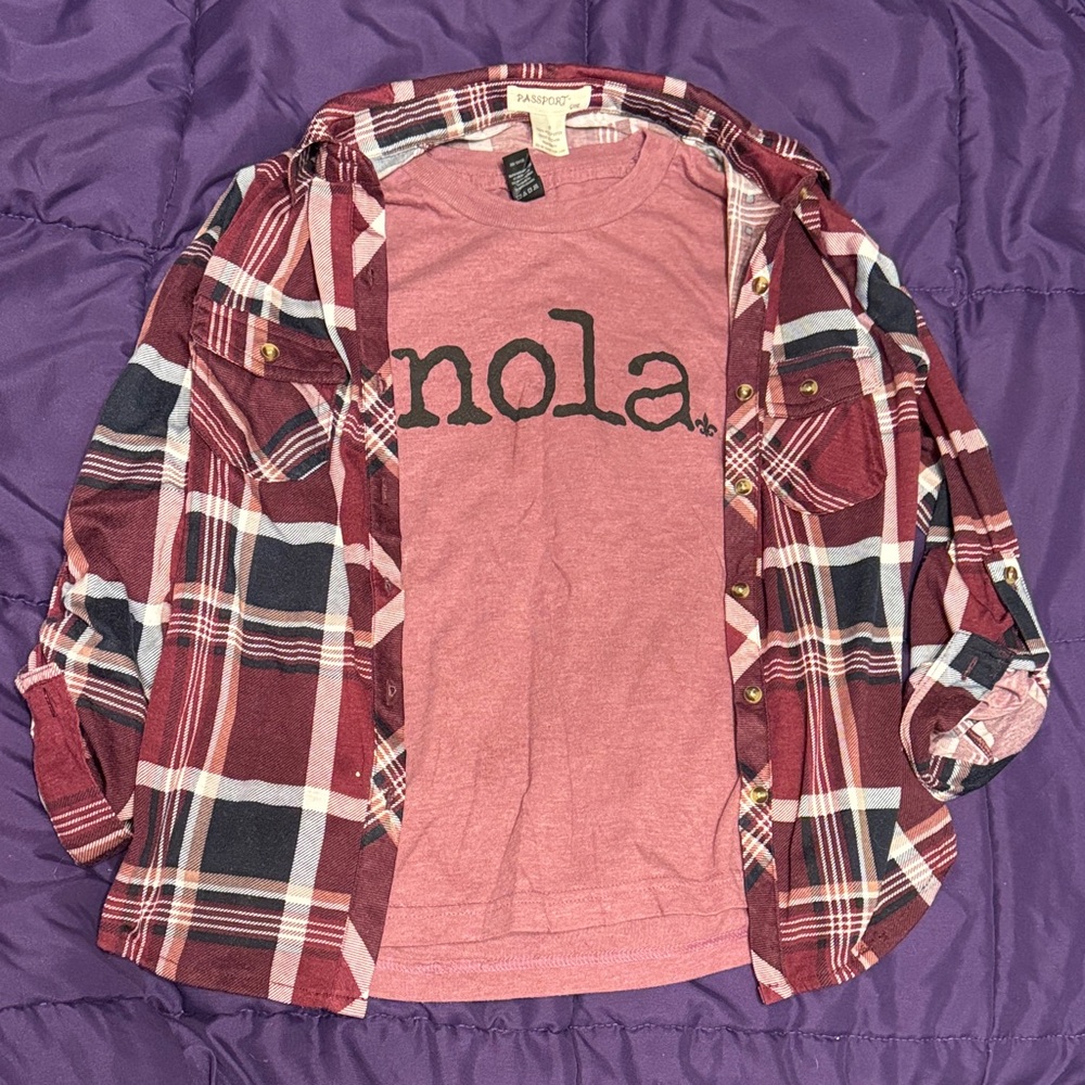 Nola Kids Burgundy Plaid Button Down Shirt